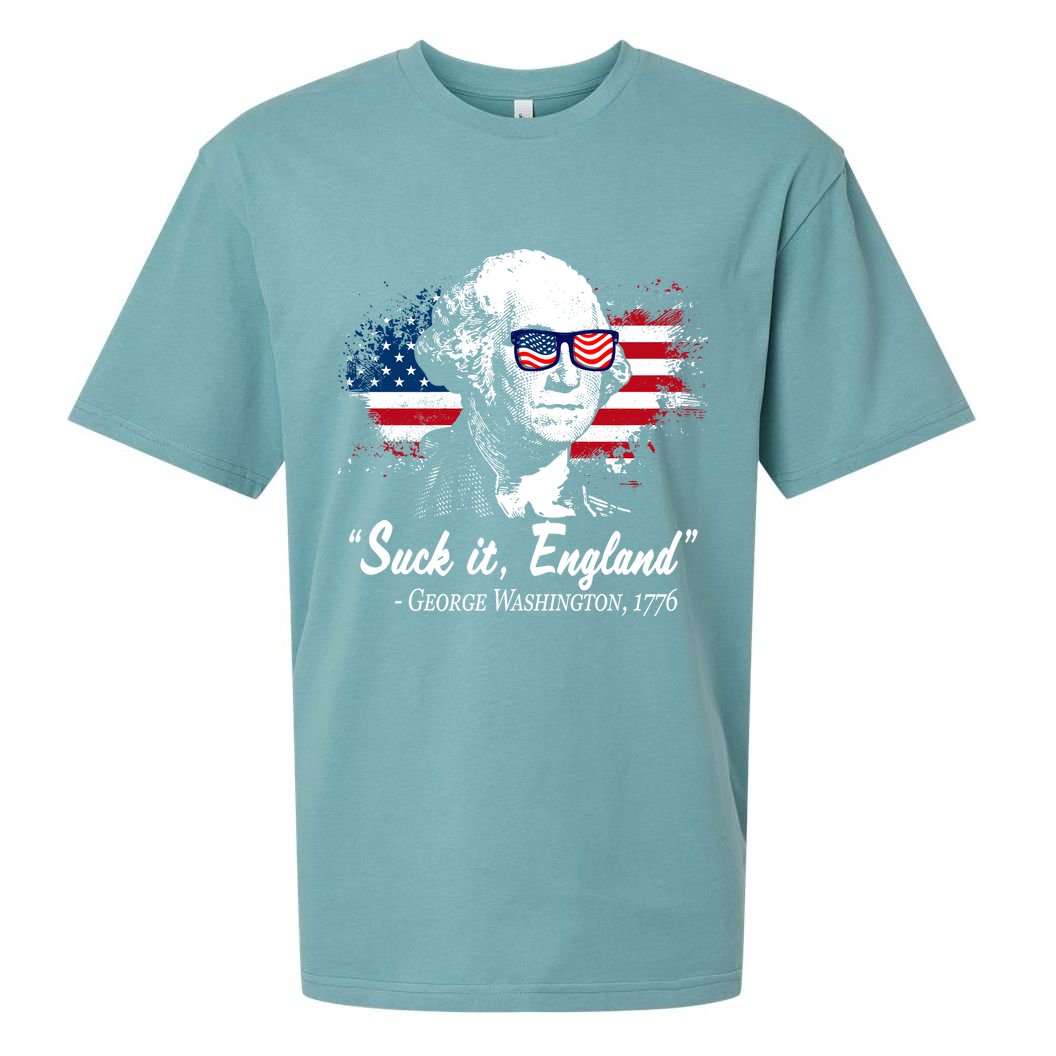 Suck It England Funny 4th Of July George Washington 1776 Sueded Cloud Jersey T-Shirt