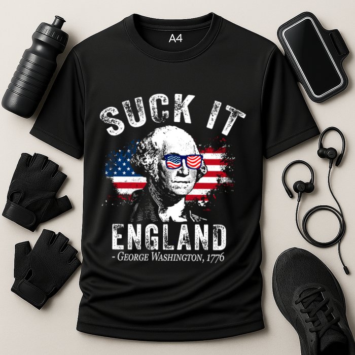 Suck It England Funny 4th Of July George Washington 1776 Cooling Performance Crew T-Shirt