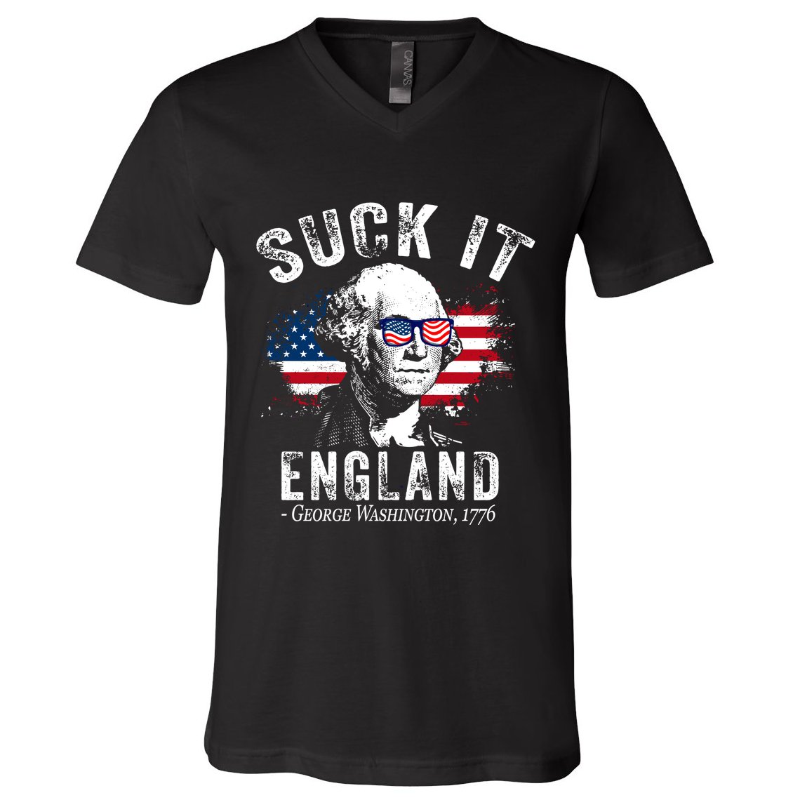 Suck It England Funny 4th Of July George Washington 1776 V-Neck T-Shirt