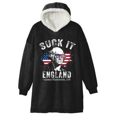 Suck It England Funny 4th Of July George Washington 1776 Hooded Wearable Blanket