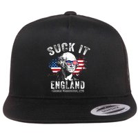 Suck It England Funny 4th Of July George Washington 1776 Flat Bill Trucker Hat