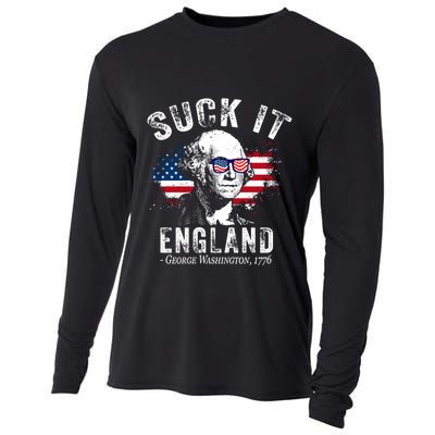 Suck It England Funny 4th Of July George Washington 1776 Cooling Performance Long Sleeve Crew