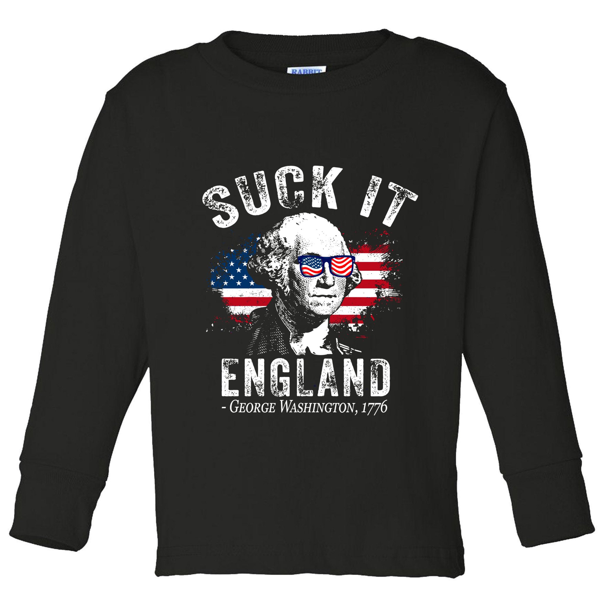 Suck It England Funny 4th Of July George Washington 1776 Toddler Long Sleeve Shirt