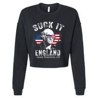 Suck It England Funny 4th Of July George Washington 1776 Cropped Pullover Crew