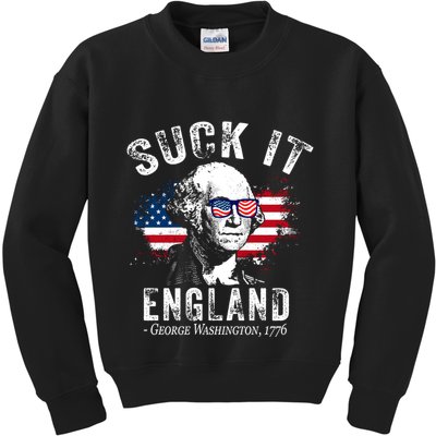 Suck It England Funny 4th Of July George Washington 1776 Kids Sweatshirt