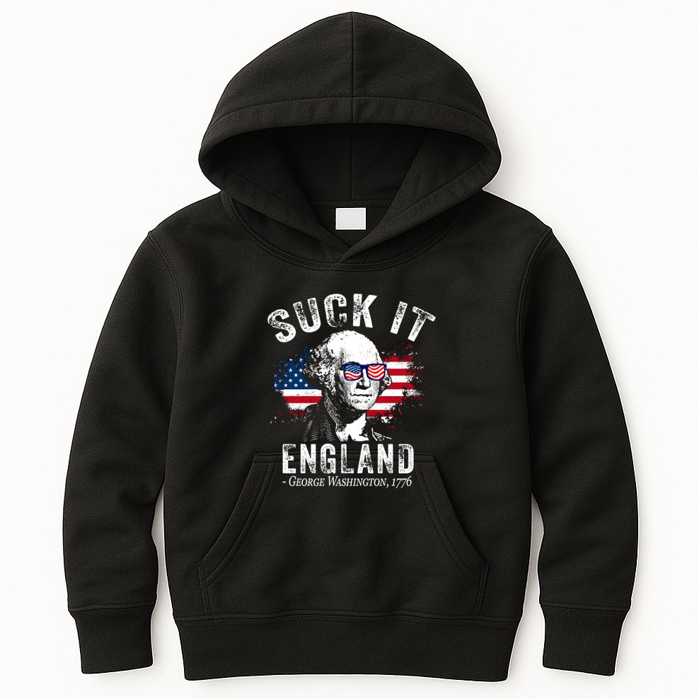 Suck It England Funny 4th Of July George Washington 1776 Kids Hoodie