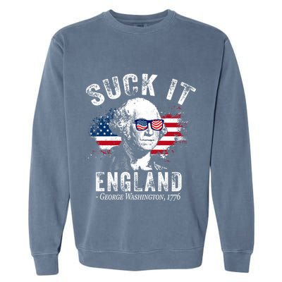 Suck It England Funny 4th Of July George Washington 1776 Garment-Dyed Sweatshirt
