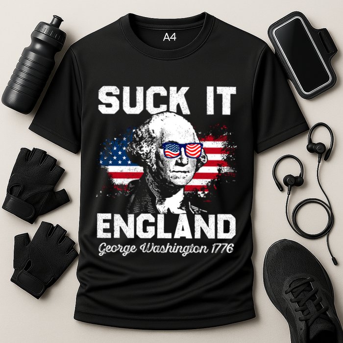 Suck It England Funny 4th Of July George Washington 1776 Cooling Performance Crew T-Shirt