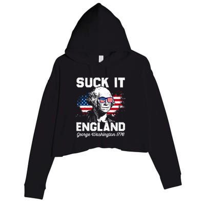 Suck It England Funny 4th Of July George Washington 1776 Crop Fleece Hoodie