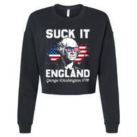 Suck It England Funny 4th Of July George Washington 1776 Cropped Pullover Crew