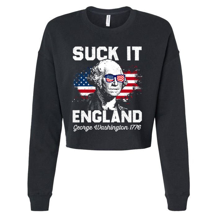 Suck It England Funny 4th Of July George Washington 1776 Cropped Pullover Crew