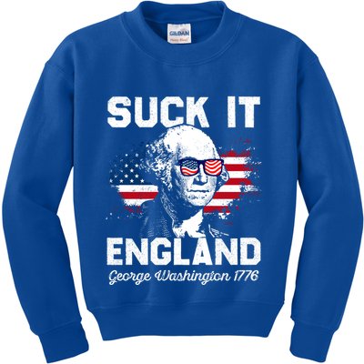Suck It England Funny 4th Of July George Washington 1776 Kids Sweatshirt