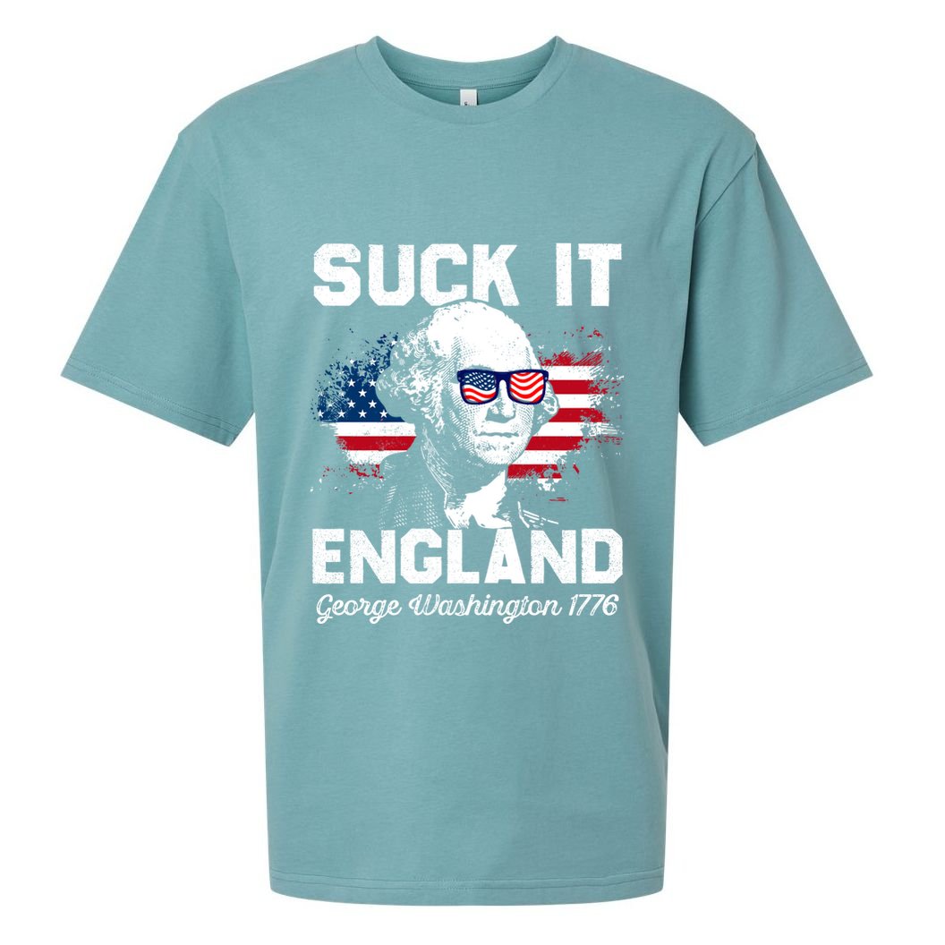 Suck It England Funny 4th Of July George Washington 1776 Sueded Cloud Jersey T-Shirt