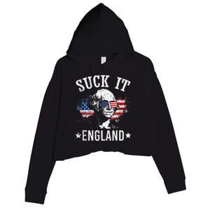 Suck It England Funny 4th Of July George Washington 1776 Crop Fleece Hoodie