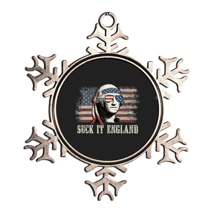 Suck It England 4th Of July George Washington Us Flag Metallic Star Ornament