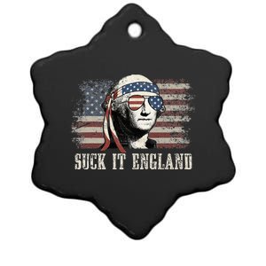 Suck It England 4th Of July George Washington Us Flag Ceramic Star Ornament