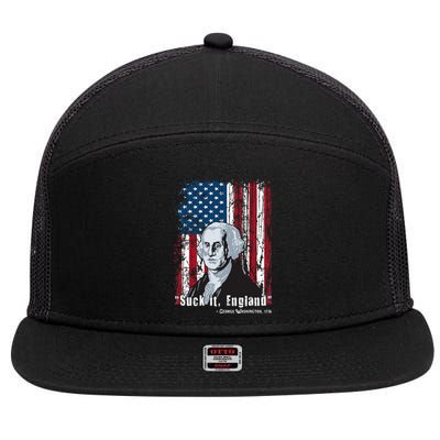 Suck It England Funny 4th Of July George Washington 1776 7 Panel Mesh Trucker Snapback Hat