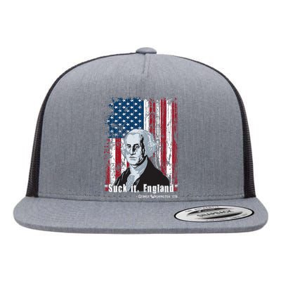 Suck It England Funny 4th Of July George Washington 1776 Flat Bill Trucker Hat