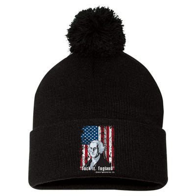 Suck It England Funny 4th Of July George Washington 1776 Pom Pom 12in Knit Beanie