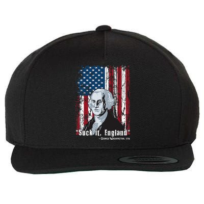 Suck It England Funny 4th Of July George Washington 1776 Wool Snapback Cap