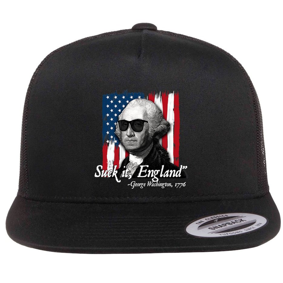 Suck It England Funny George Washington Usa Flag 4th Of July Flat Bill Trucker Hat