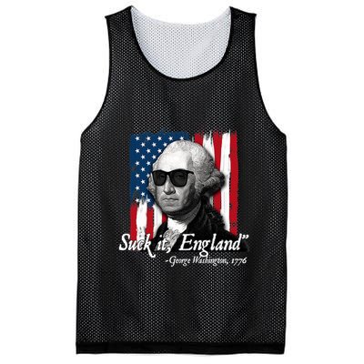 Suck It England Funny George Washington Usa Flag 4th Of July Mesh Reversible Basketball Jersey Tank