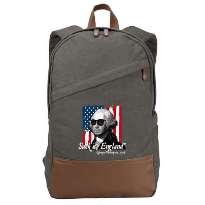Suck It England Funny George Washington Usa Flag 4th Of July Cotton Canvas Backpack