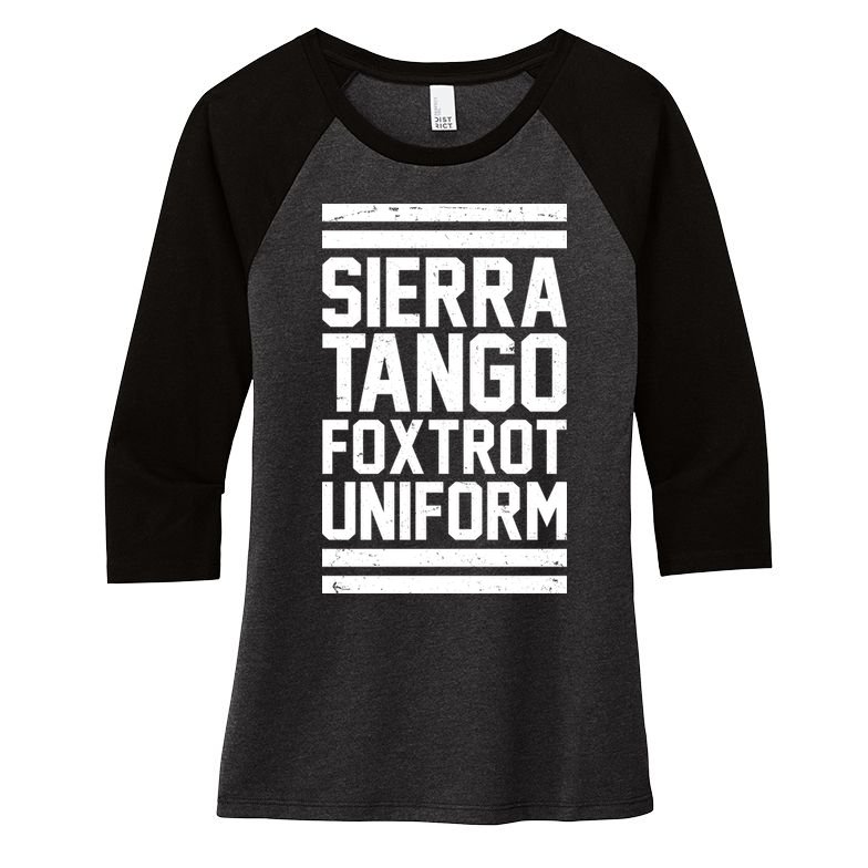 Sierra Tango Foxtrot Uniform STFU Women's Tri-Blend 3/4-Sleeve Raglan Shirt