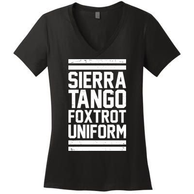 Sierra Tango Foxtrot Uniform STFU Women's V-Neck T-Shirt