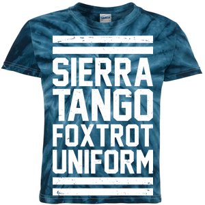 Sierra Tango Foxtrot Uniform STFU Kids Tie-Dye T-Shirt