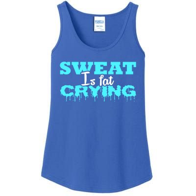 Sweat Is Fat Crying Gift Funny Gym Workout Gift Ladies Essential Tank