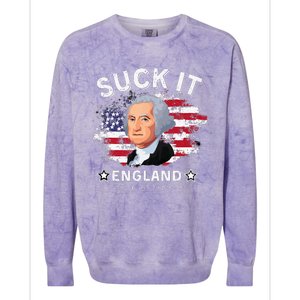 Suck It Funny England 4th of July George Washington Colorblast Crewneck Sweatshirt