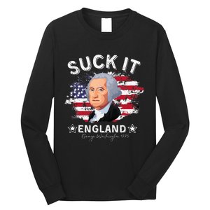 Suck It Funny England 4th of July George Washington Long Sleeve Shirt