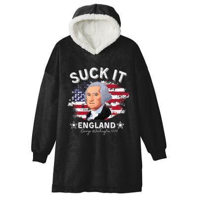 Suck It Funny England 4th of July George Washington Hooded Wearable Blanket