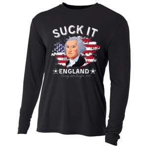 Suck It Funny England 4th of July George Washington Cooling Performance Long Sleeve Crew