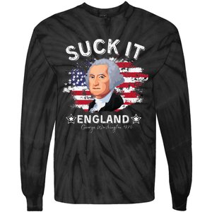 Suck It Funny England 4th of July George Washington Tie-Dye Long Sleeve Shirt