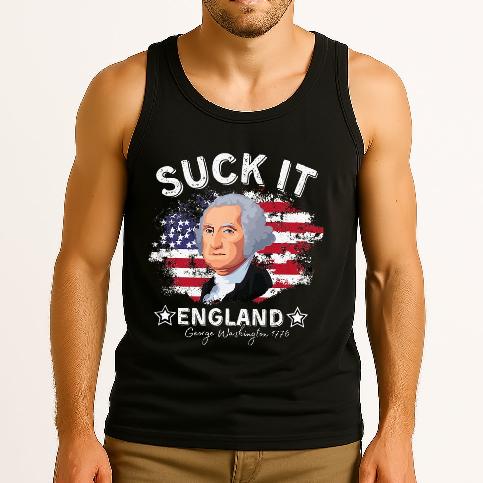 Suck It Funny England 4th of July George Washington Tank Top