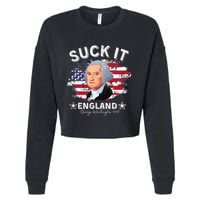 Suck It Funny England 4th of July George Washington Cropped Pullover Crew