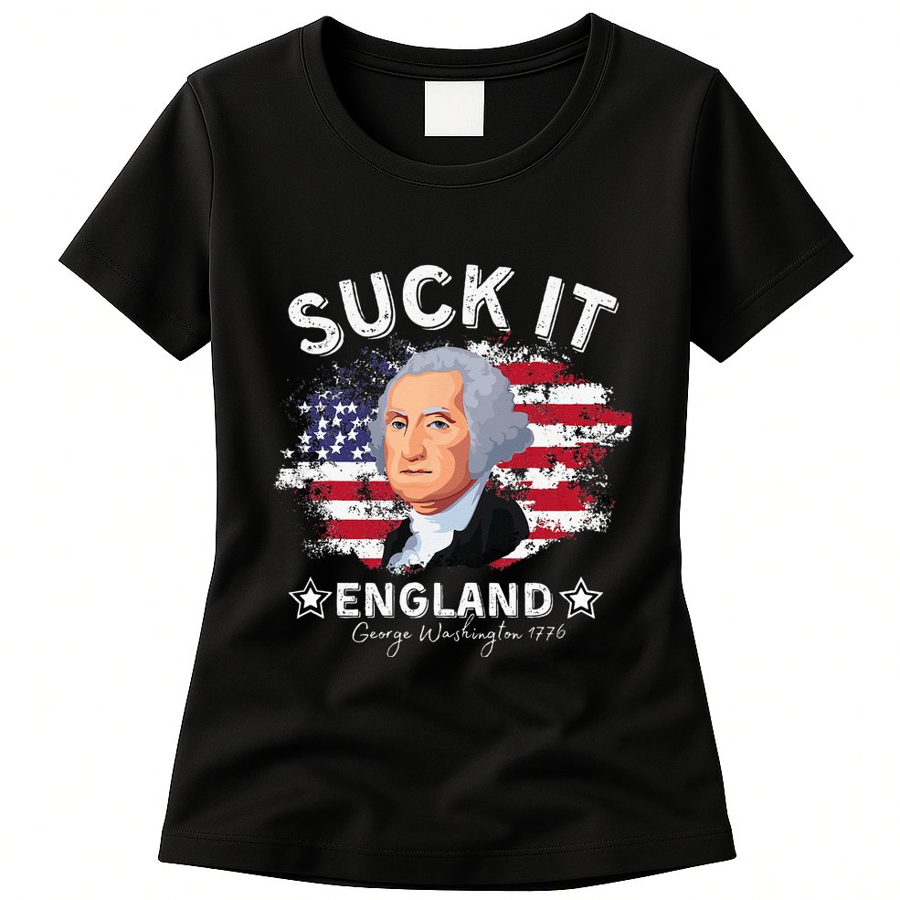 Suck It Funny England 4th of July George Washington Womens T-Shirt