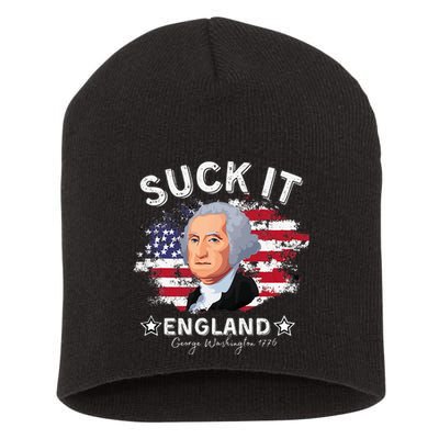 Suck It Funny England 4th of July George Washington Short Acrylic Beanie