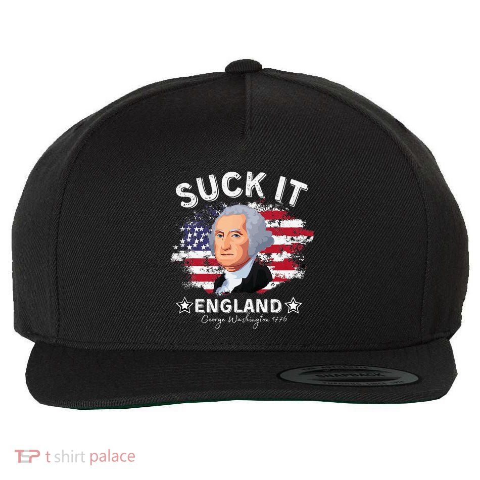 Suck It Funny England 4th of July George Washington Wool Snapback Cap
