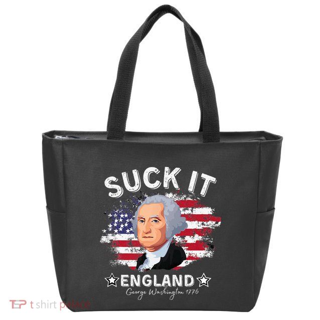Suck It Funny England 4th of July George Washington Zip Tote Bag