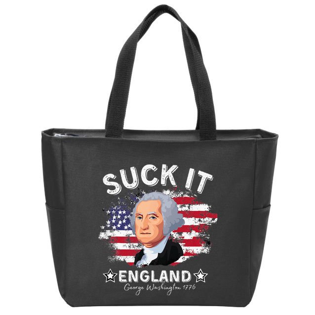 Suck It Funny England 4th of July George Washington Zip Tote Bag