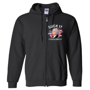 Suck It Funny England 4th of July George Washington Full Zip Hoodie