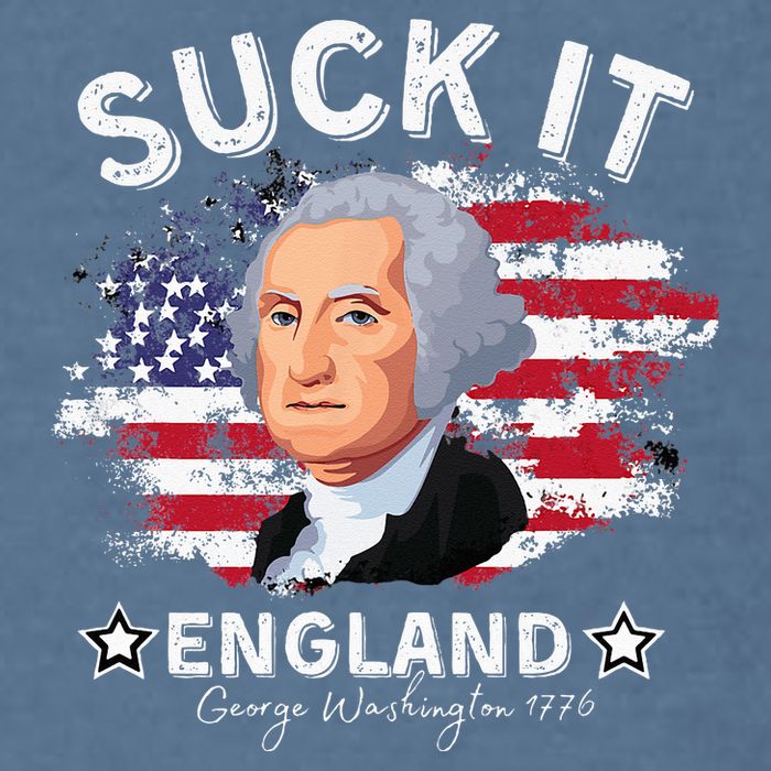 Suck It Funny England 4th of July George Washington Garment-Dyed Sweatshirt