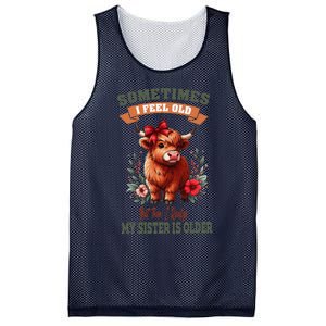 Sometimes I Feel Old But My Sister Is Older Funny Meme Cow Mesh Reversible Basketball Jersey Tank