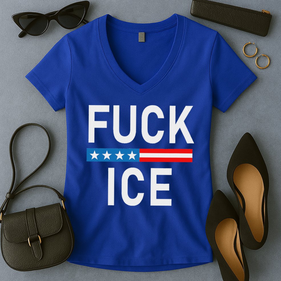Support Immigrants Fuck Ice Women's V-Neck T-Shirt