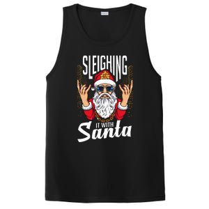 Sleighin It Funny Christmas Pun Sleighing Santa PosiCharge Competitor Tank