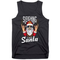 Sleighin It Funny Christmas Pun Sleighing Santa Tank Top