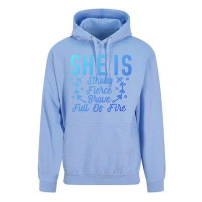 She Is Fierce Strong Brave Full Of Fire Motivational Great Gift Unisex Surf Hoodie